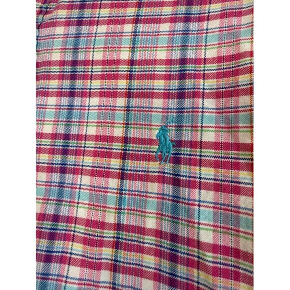 Ralph Lauren Men Mid-Weight 100% Cotton Pink Blue Plaid Button Down Shirt Large - Picture 3 of 5